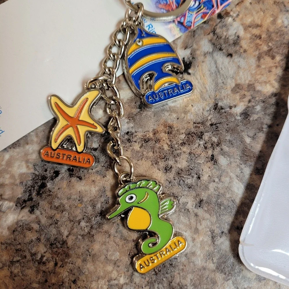Sea Life Metal‎ Enamel Keychain Australia-Fish Starfish Seahorse